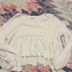 Altar'd State Cream Ruffle Blouse